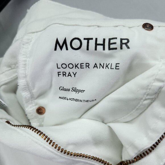 Mother Jeans Women’s 27 Mid Waisted Looker Ankle Fray Glass Slipper White - Picture 7 of 14